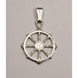 Great wheel of dharma in silver